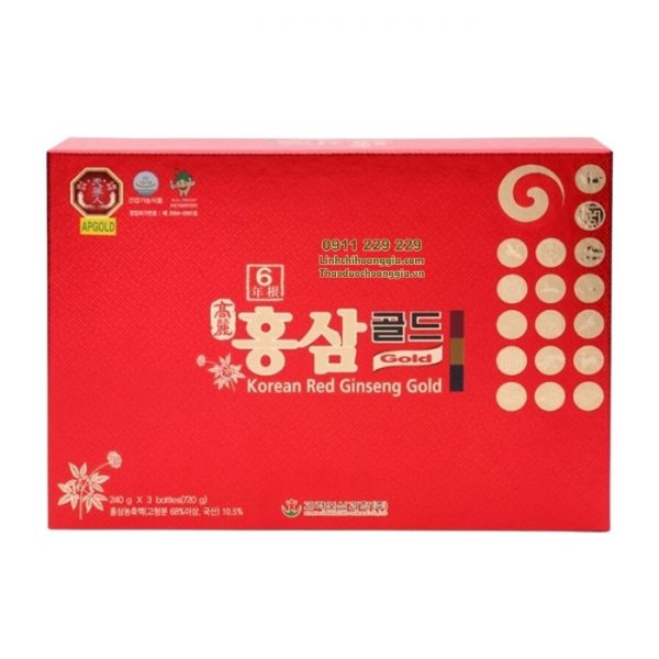 Cao hồng sâm Hàn Quốc hãng Bio - Apgold 6 năm tuổi hộp 3 lọ x 240g