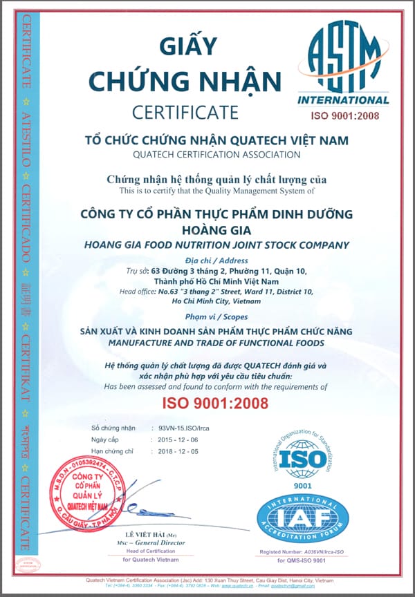 Chứng nhận iso