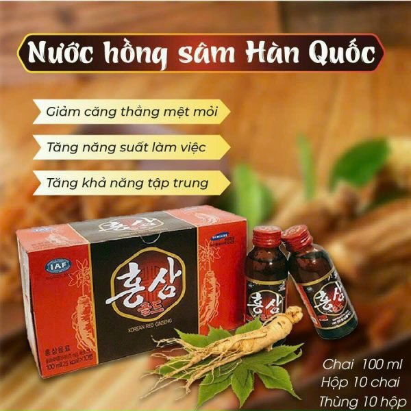 NƯỚC HỒNG SÂM HÀN QUỐC hộp 10 chai x 100ml